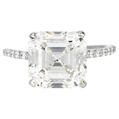 GIA 5.49ct Asscher Cut Diamond Platinum Gold Engagement Ring
