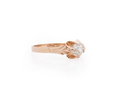 GIA .55 Carat Total Weight Edwardian Diamond 14 Karat Rose Gold Engagement Ring