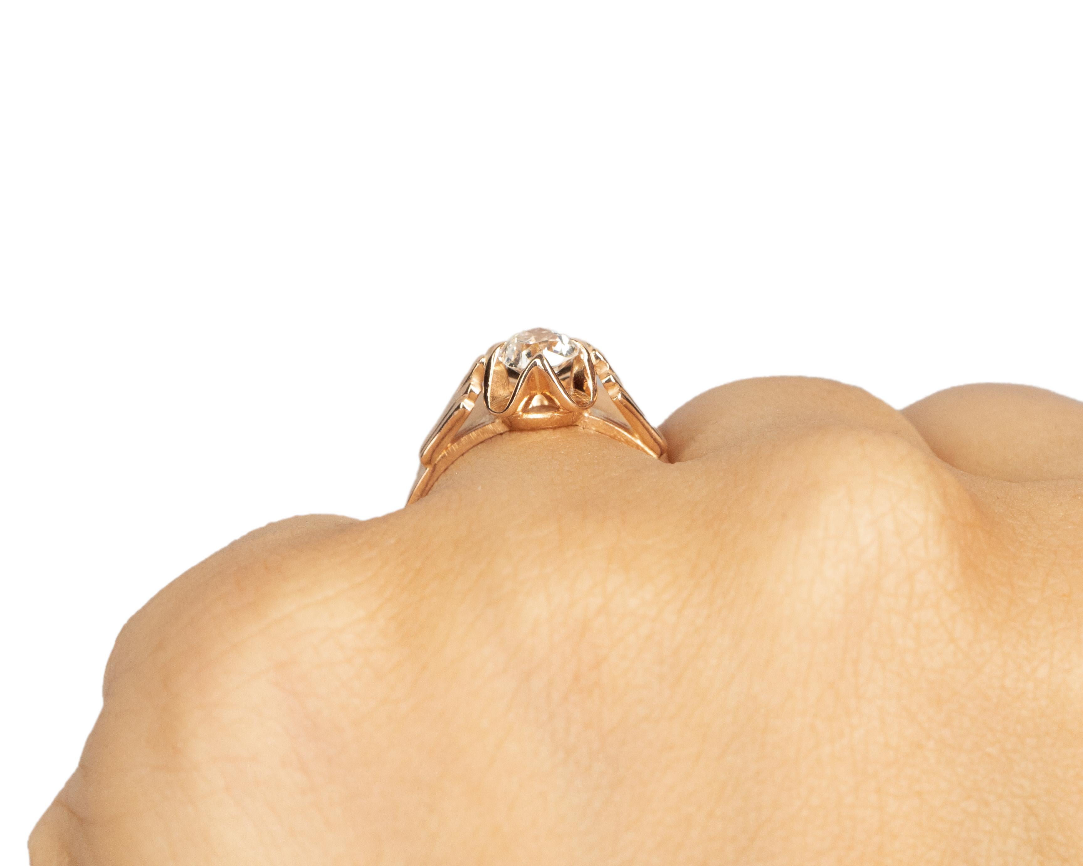 GIA .55 Carat Total Weight Edwardian Diamond 14 Karat Rose Gold Engagement Ring For Sale 2