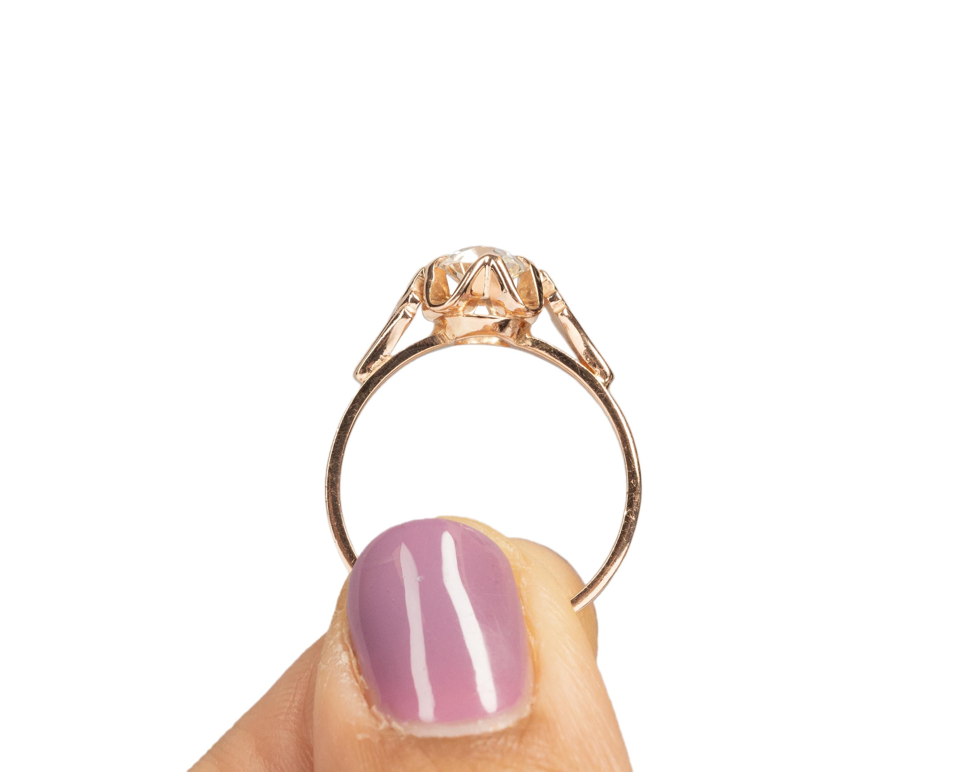 GIA .55 Carat Total Weight Edwardian Diamond 14 Karat Rose Gold Engagement Ring For Sale 3