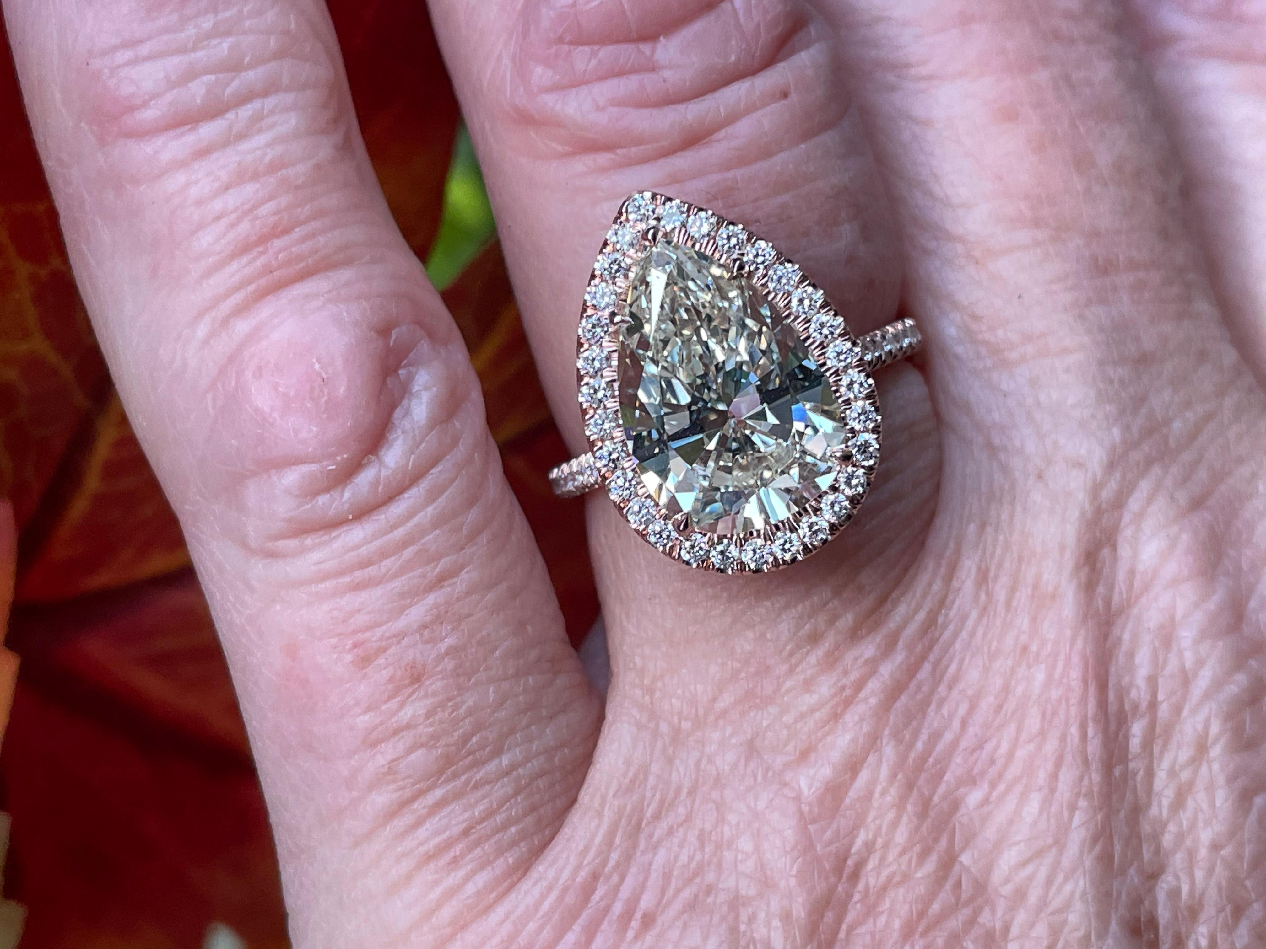 GIA 5.50ct Estate Vintage Pera Diamante Boda de Compromiso 14k RG Anillo 4