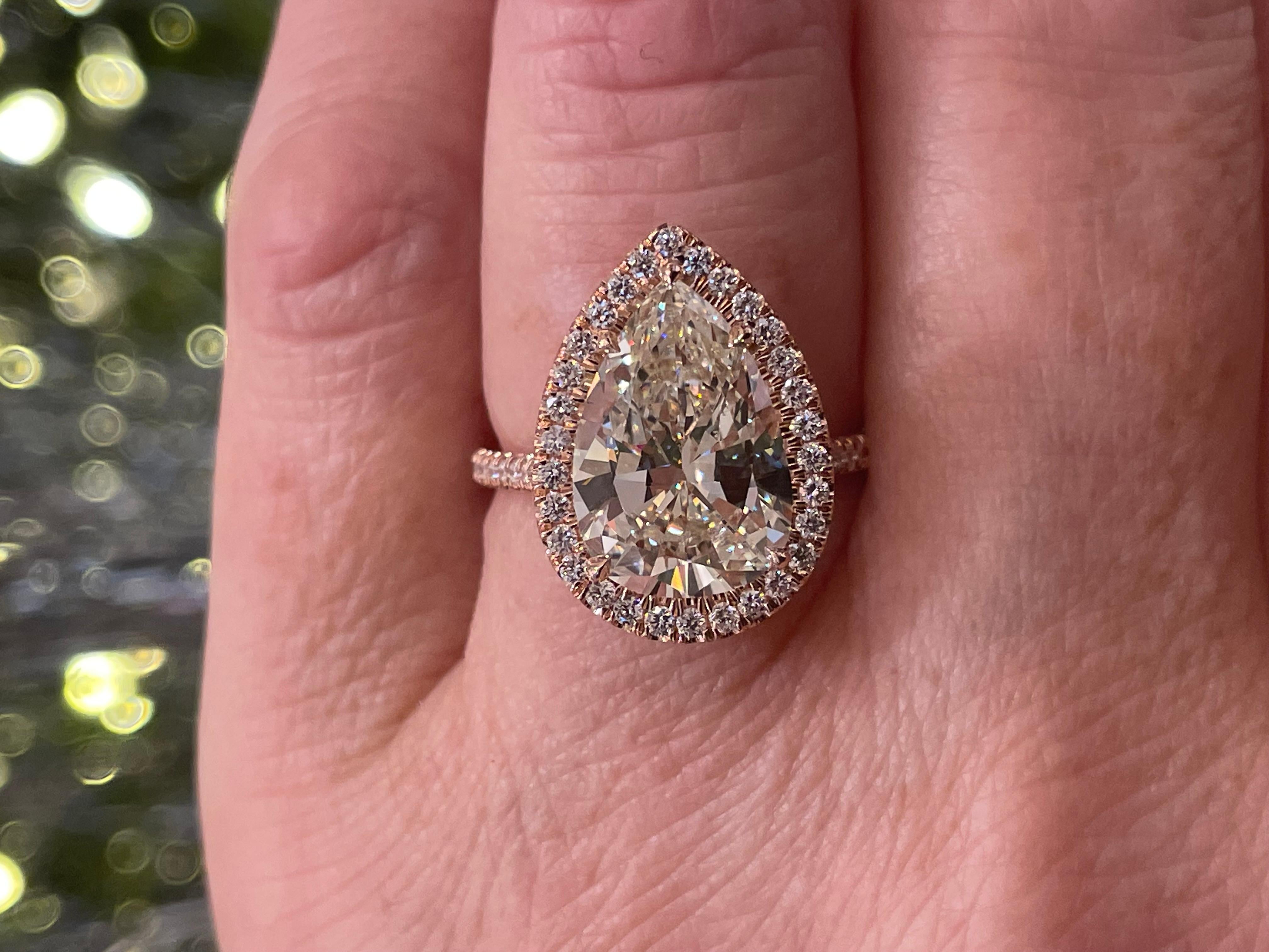 GIA 5.50ct Estate Vintage Pera Diamante Boda de Compromiso 14k RG Anillo 6