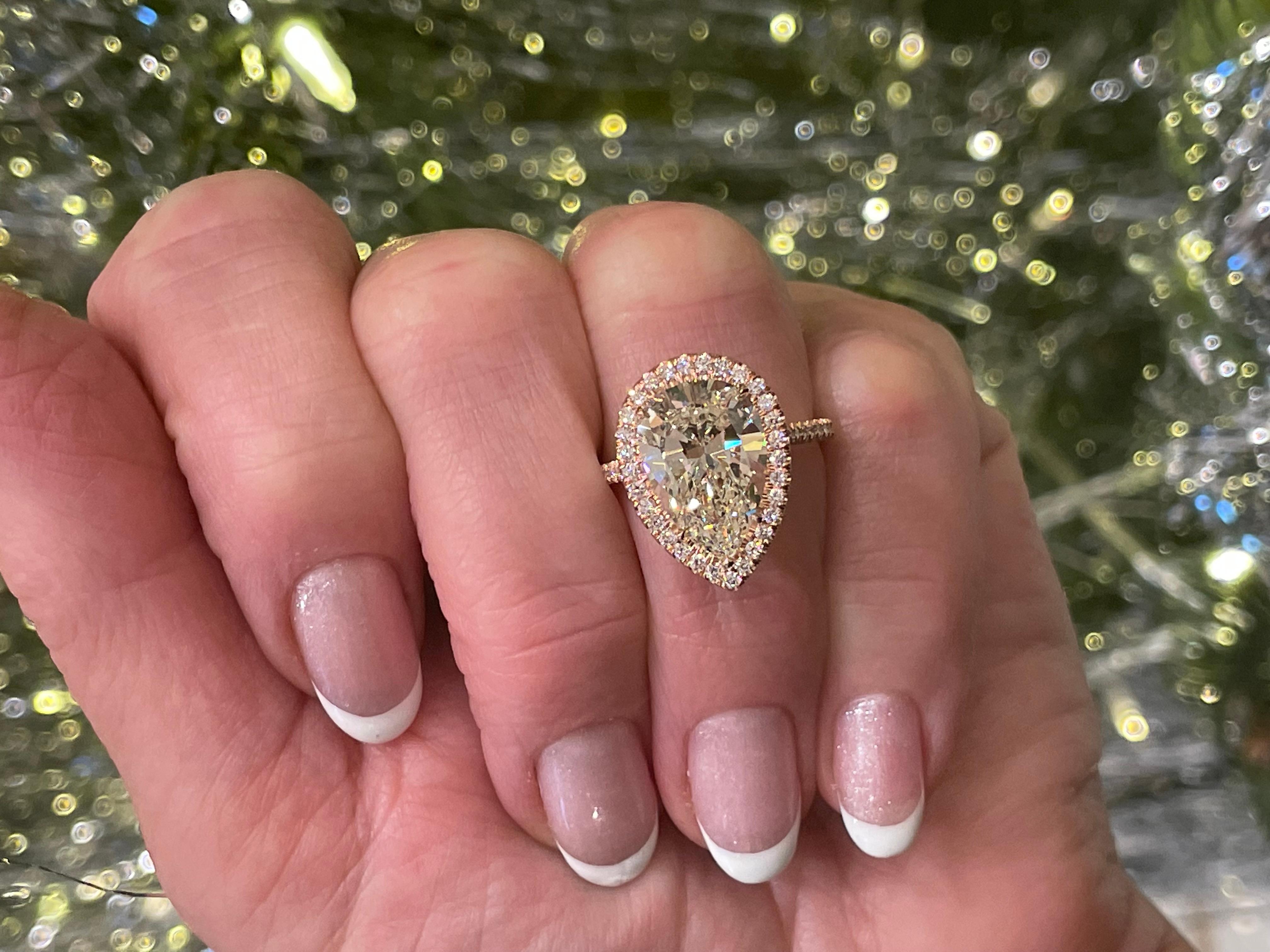 GIA 5.50ct Estate Vintage Pera Diamante Boda de Compromiso 14k RG Anillo 7