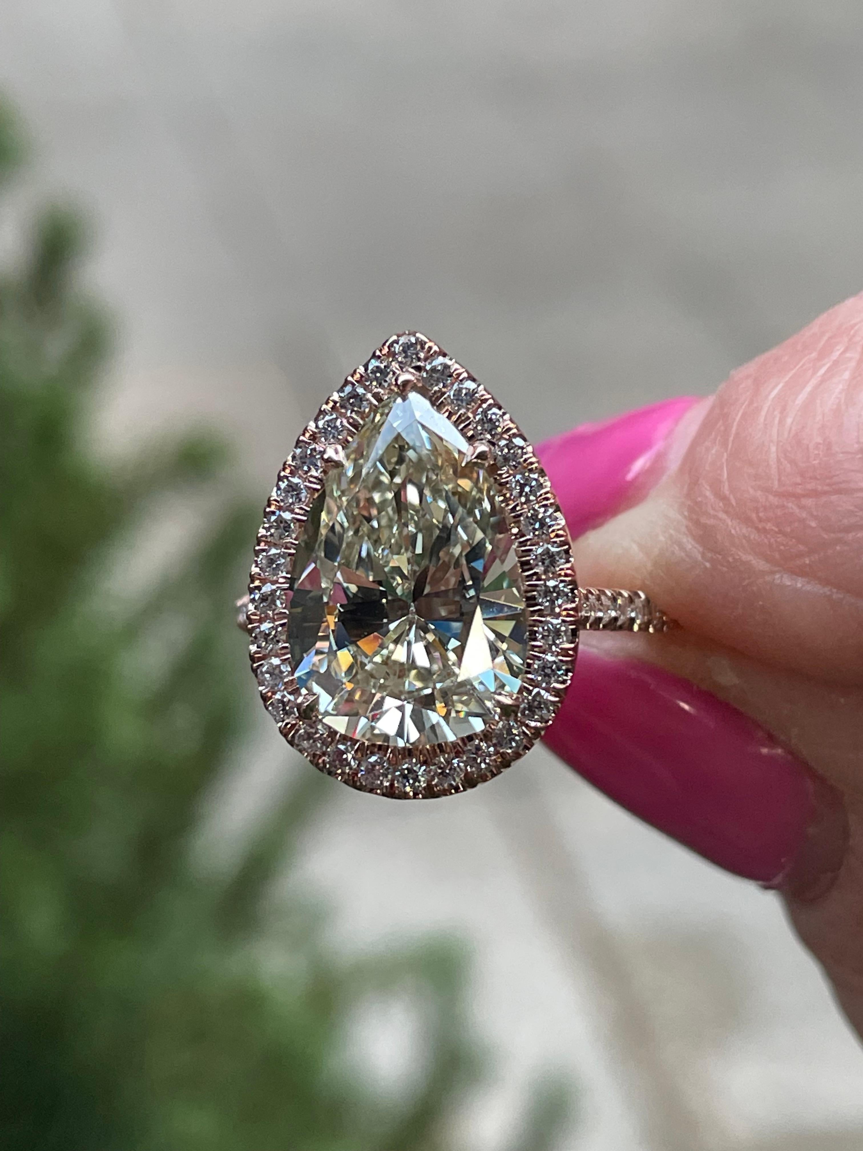 GIA 5.50ct Estate Vintage Pera Diamante Boda de Compromiso 14k RG Anillo 8