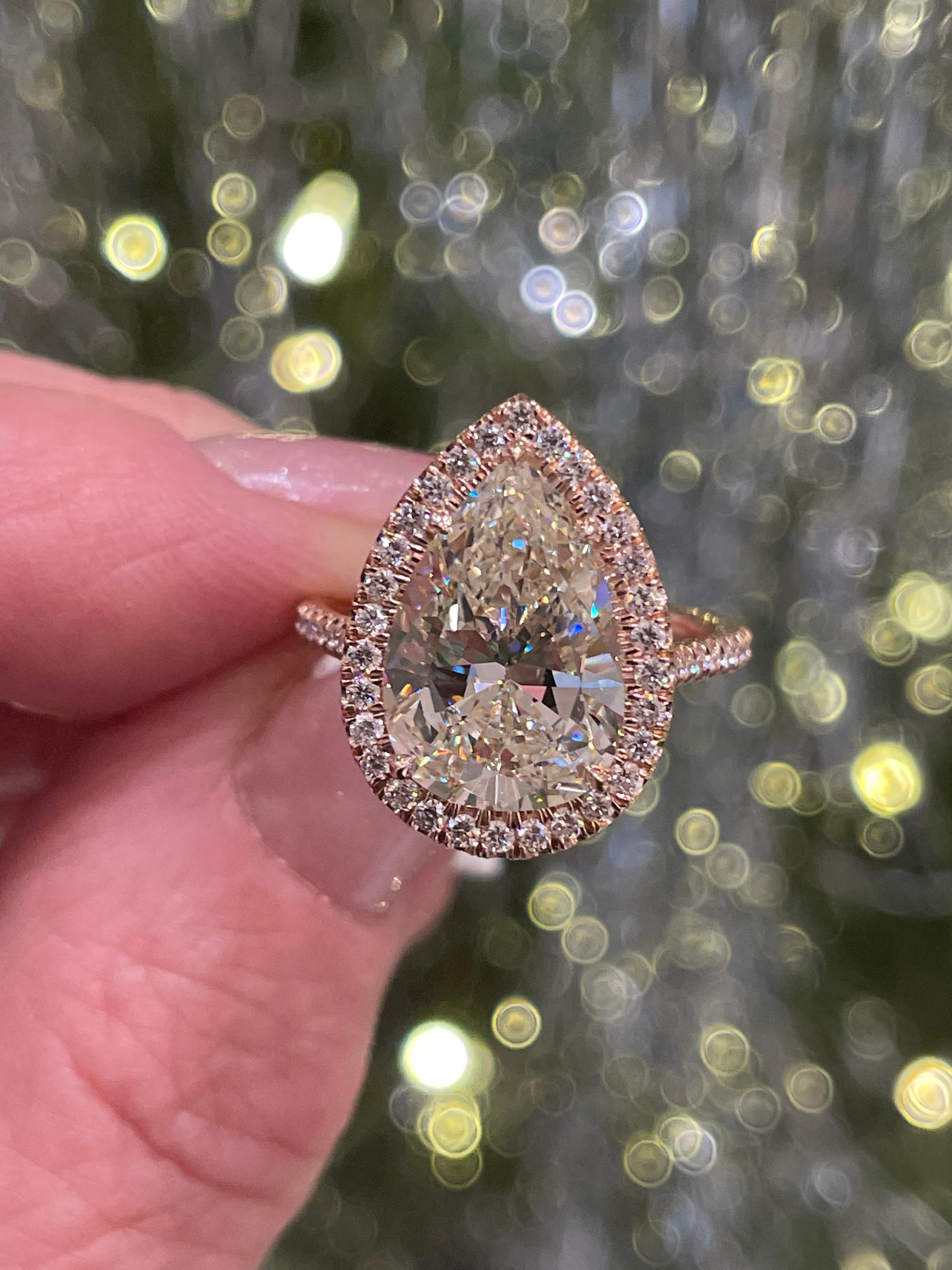 GIA 5.50ct Estate Vintage Pera Diamante Boda de Compromiso 14k RG Anillo 9