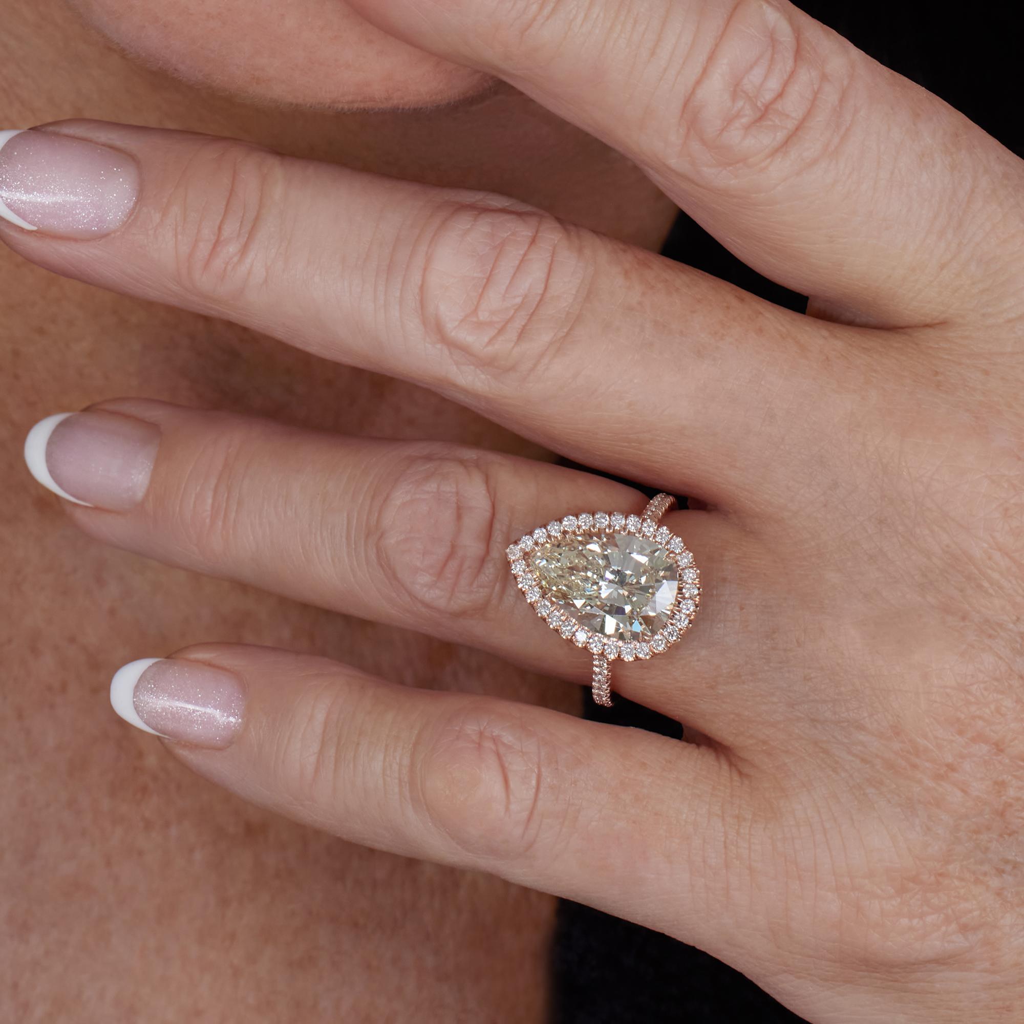 GIA 5.50ct Estate Vintage Pera Diamante Boda de Compromiso 14k RG Anillo 11
