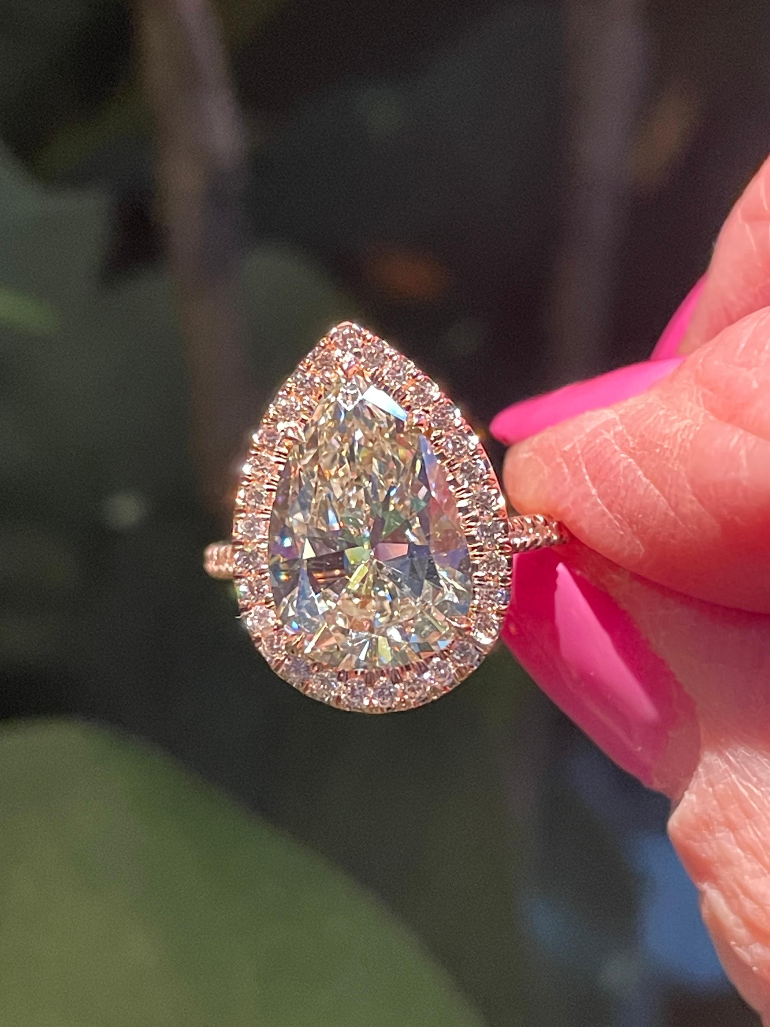 GIA 5.50ct Estate Vintage Pera Diamante Boda de Compromiso 14k RG Anillo 12