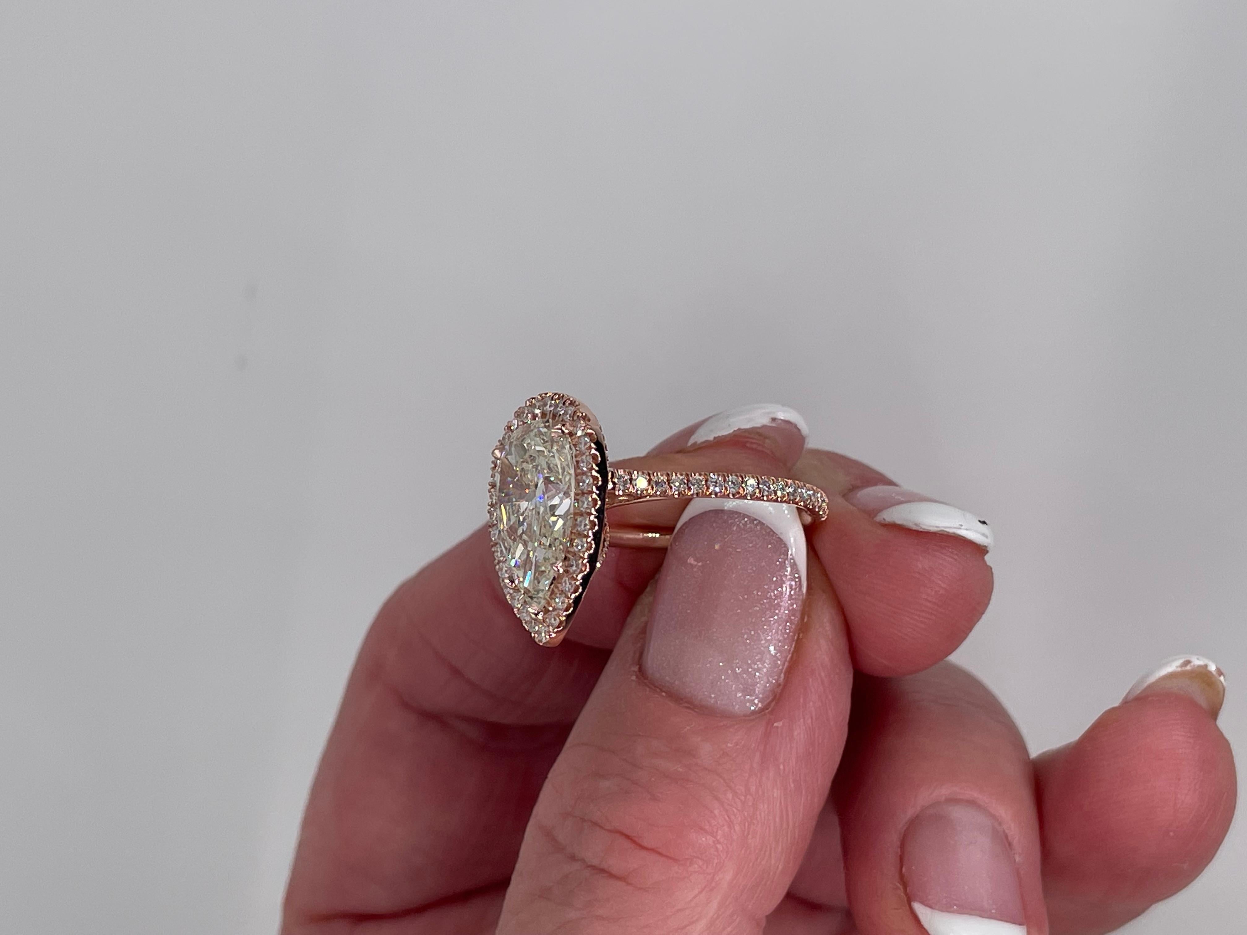 GIA 5.50ct Estate Vintage Pera Diamante Boda de Compromiso 14k RG Anillo 14