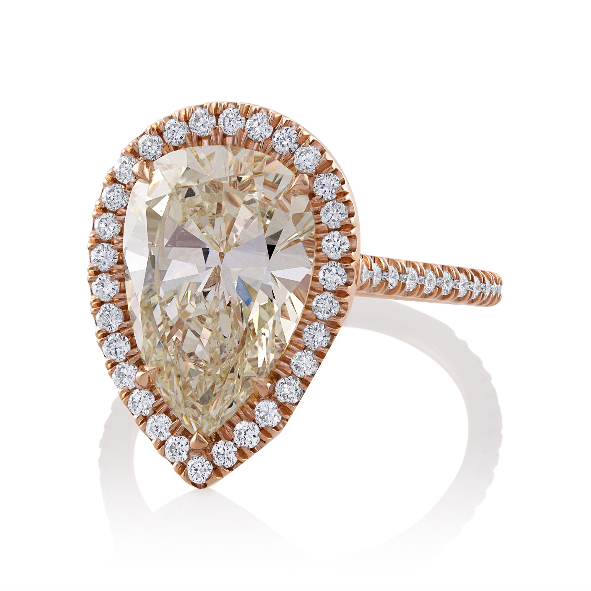 GIA 5.50ct Estate Vintage Pera Diamante Boda de Compromiso 14k RG Anillo Moderno