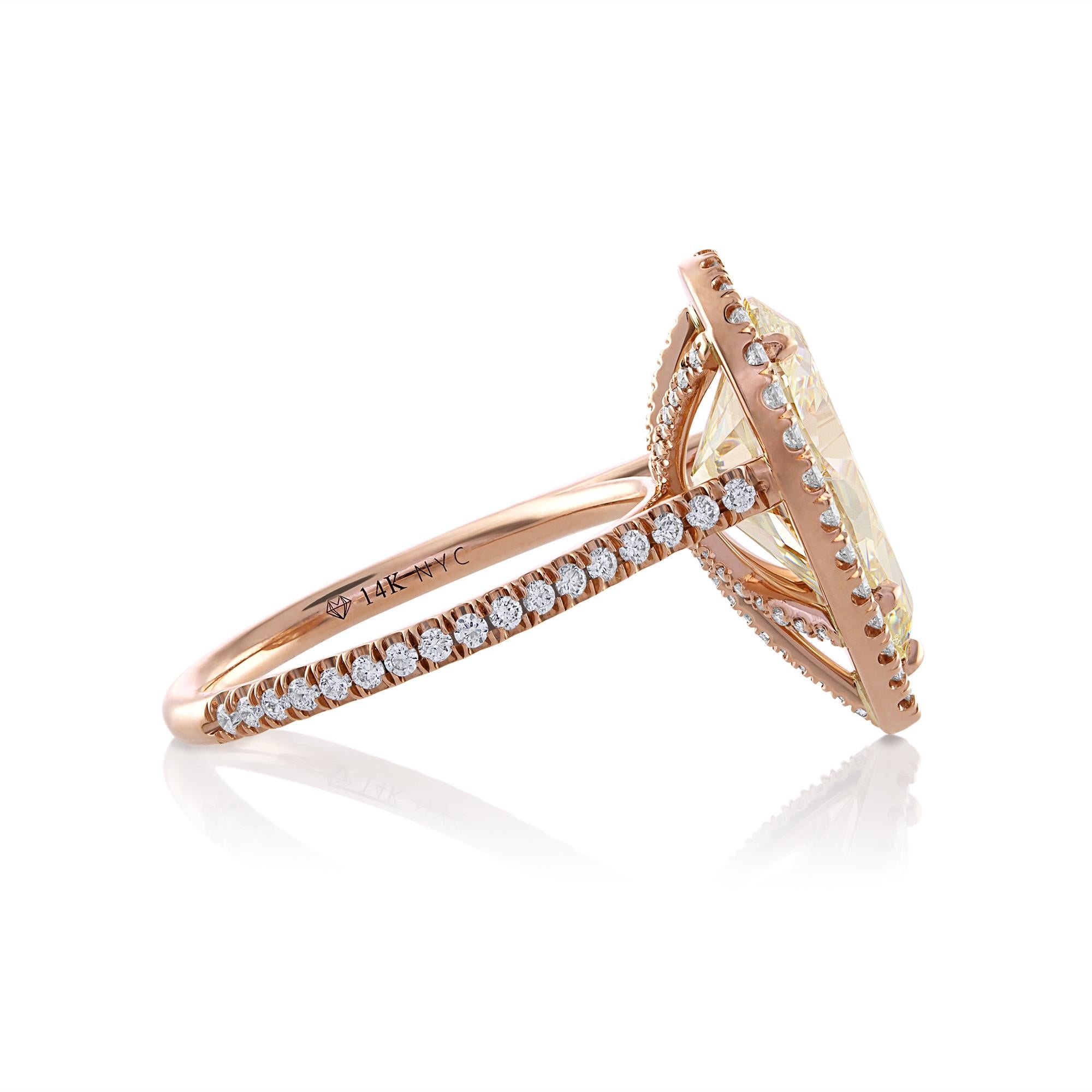 GIA 5.50ct Estate Vintage Pera Diamante Boda de Compromiso 14k RG Anillo Corte pera