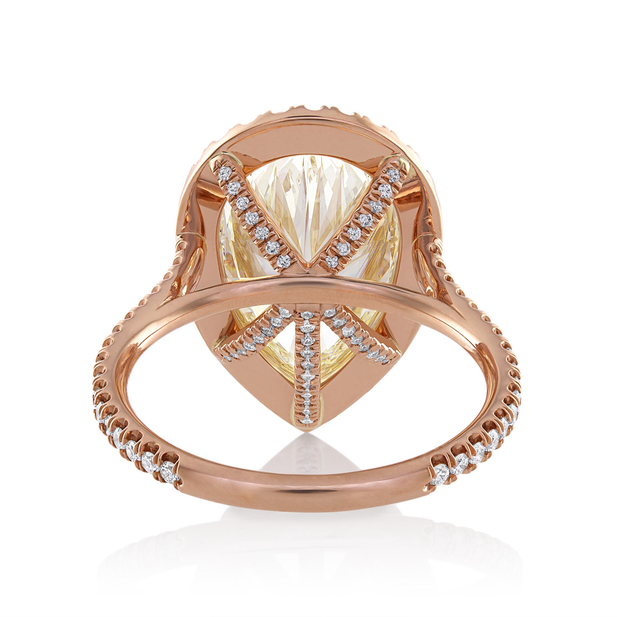 GIA 5.50ct Estate Vintage Pera Diamante Boda de Compromiso 14k RG Anillo en Bueno Estado en New York, NY