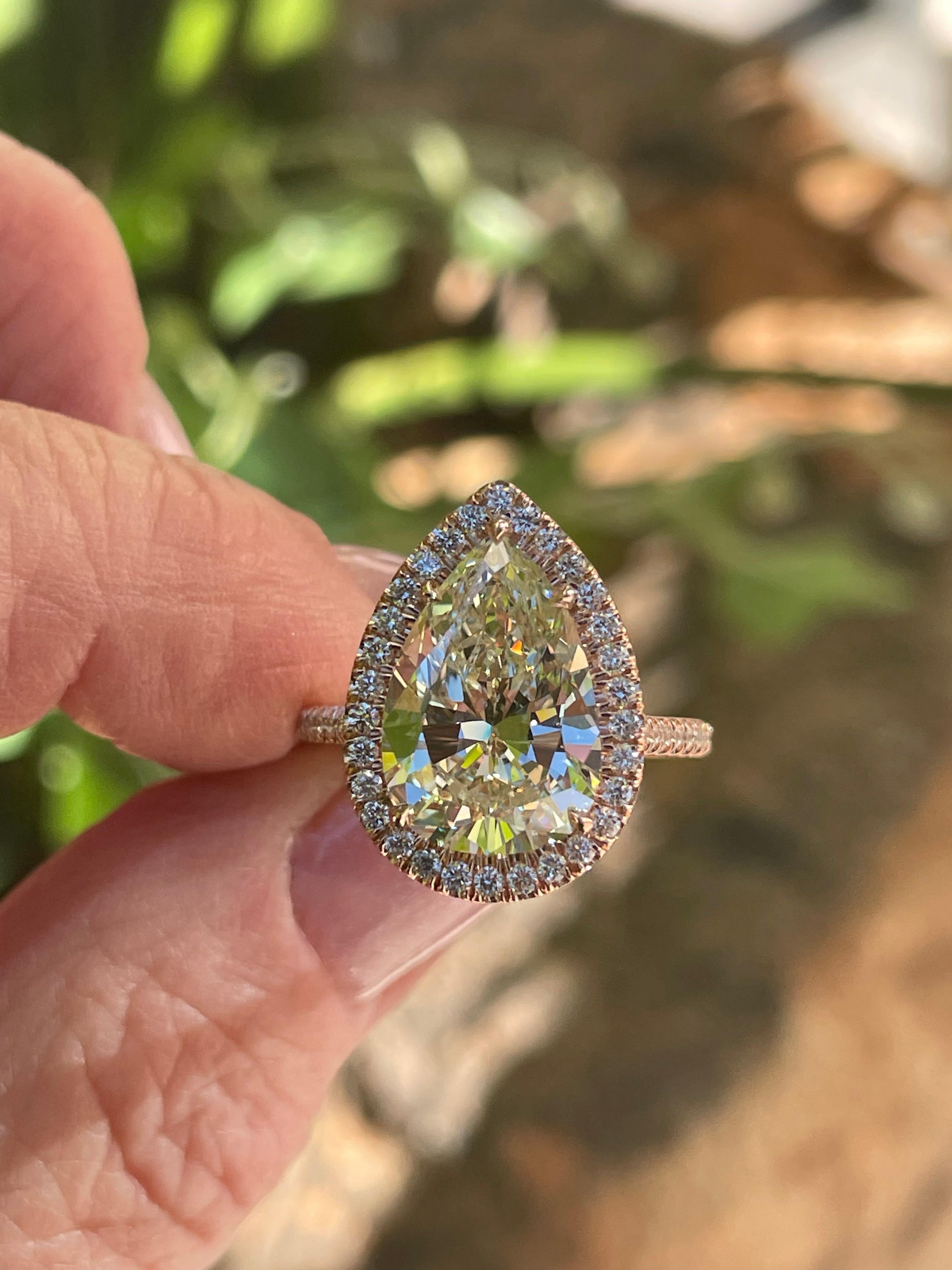 GIA 5.50ct Estate Vintage Pera Diamante Boda de Compromiso 14k RG Anillo 1