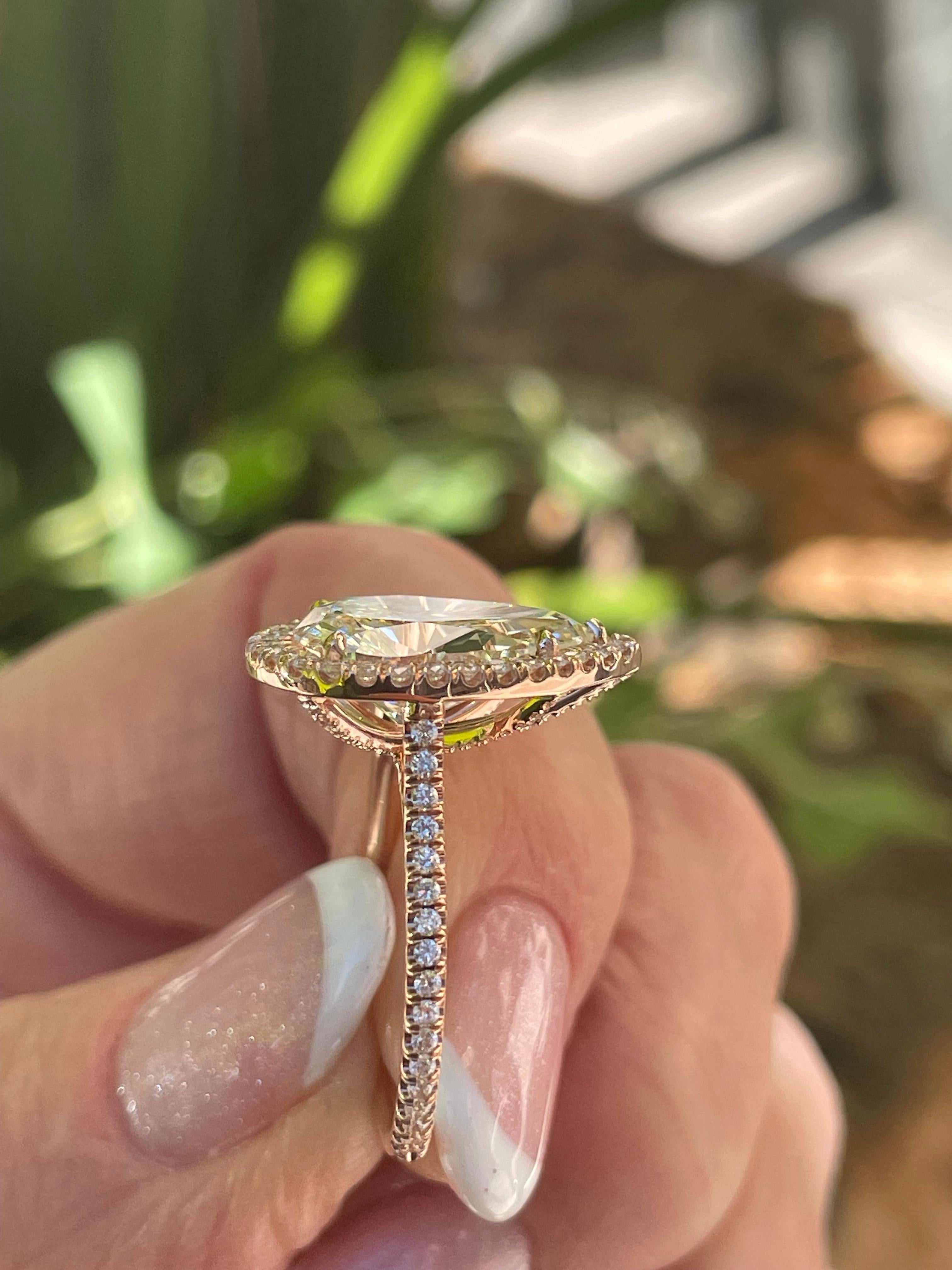 GIA 5.50ct Estate Vintage Pera Diamante Boda de Compromiso 14k RG Anillo 2