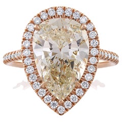 GIA 5.50ct Estate Vintage Pear Diamond Engagement Ring 14k RG