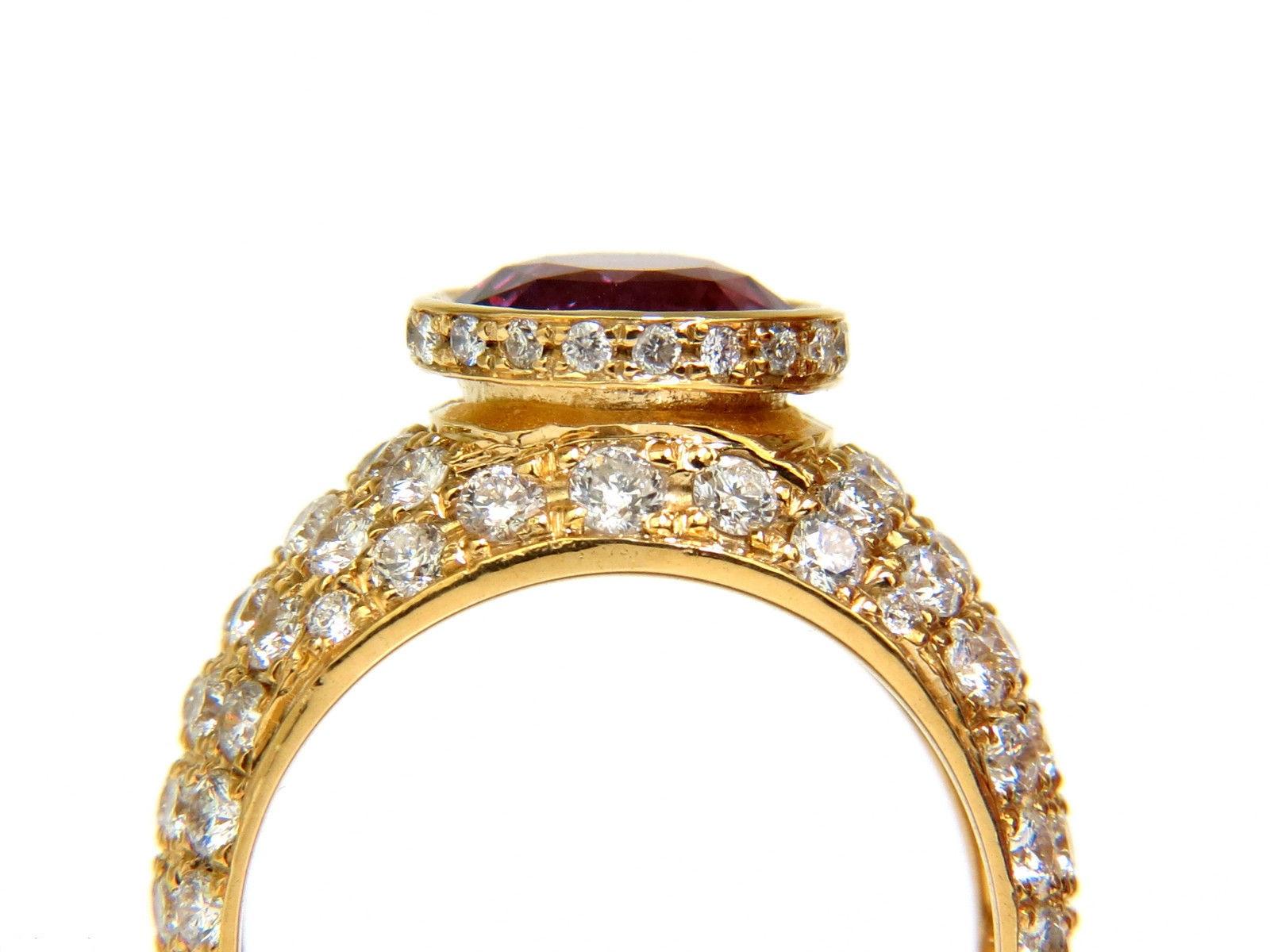Round Cut GIA 5.52 Carat Natural Purple Pink Sapphire Diamond Ring 14 Karat Prime