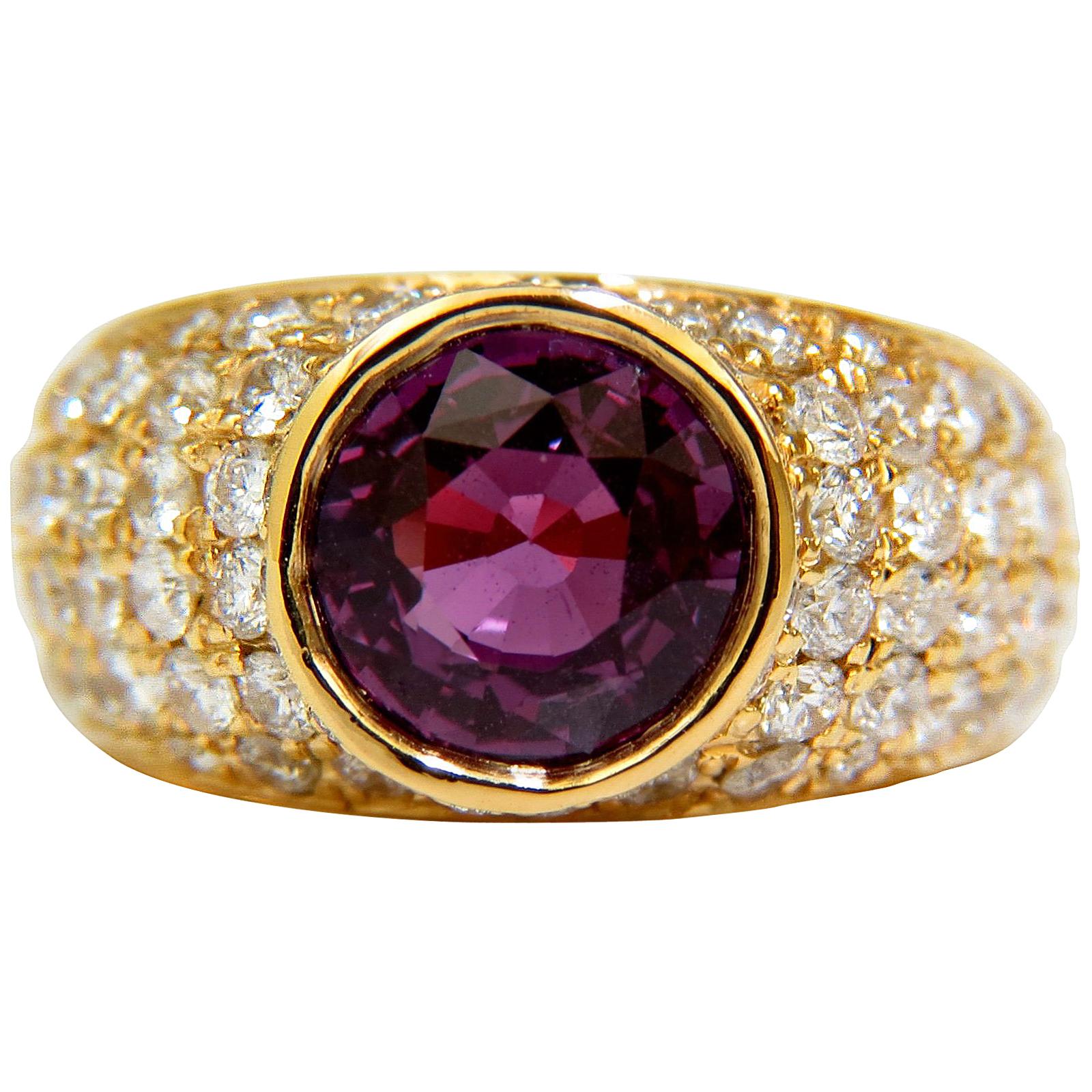GIA 5.52 Carat Natural Purple Pink Sapphire Diamond Ring 14 Karat Prime