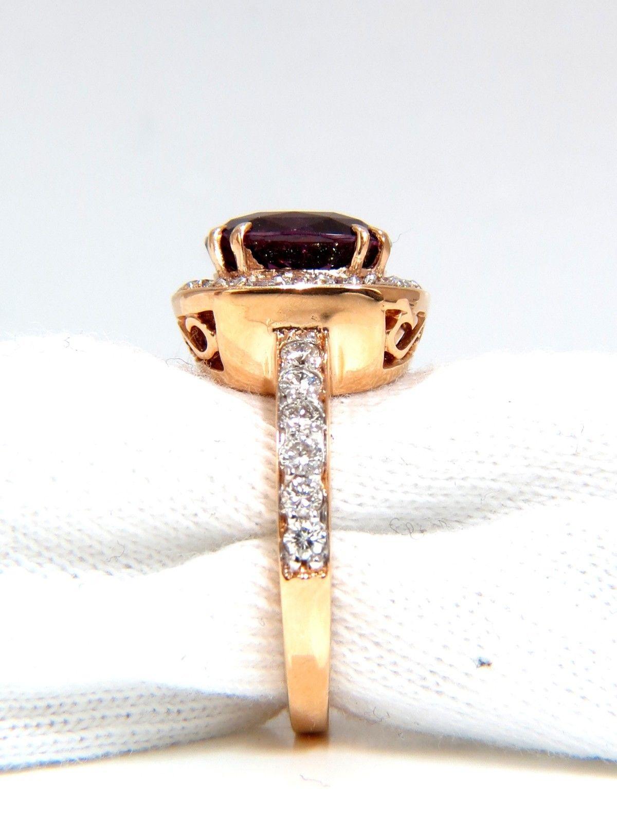 GIA 5.54 Carat Natural No Heat Red Purple Spinel Diamonds Ring 18 Karat Unheated In New Condition In New York, NY
