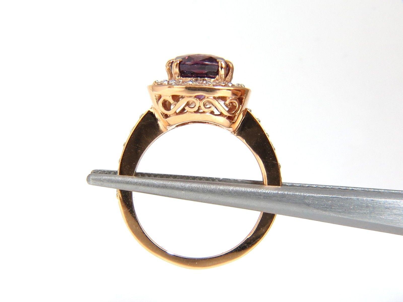 GIA 5.54 Carat Natural No Heat Red Purple Spinel Diamonds Ring 18 Karat Unheated 3