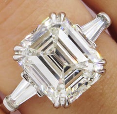 GIA 5,62ct Estate Vintage Smaragd Schliff Diamant Verlobung Hochzeit Platin Ring