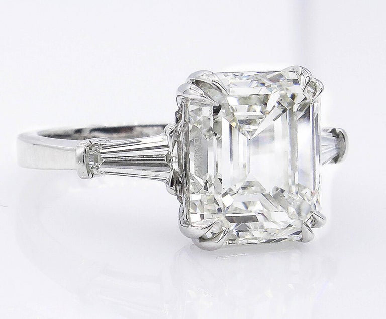 GIA 5.62ct Estate Vintage Emerald Cut Diamond Engagement Wedding ...