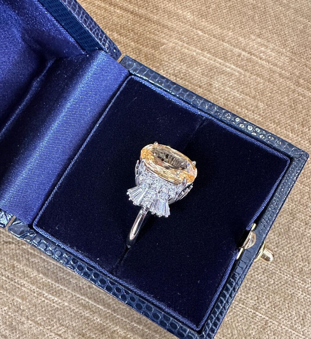 GIA 5.63 Carat Unheated Ceylon Yellow Sapphire & Diamond Ring in Platinum In Excellent Condition For Sale In La Jolla, CA