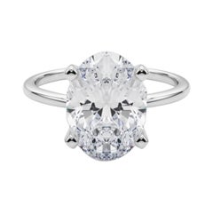 GIA 5,6ct Oval Slim Band Prong Set Solitaire in oro bianco 18K Diamond Ring