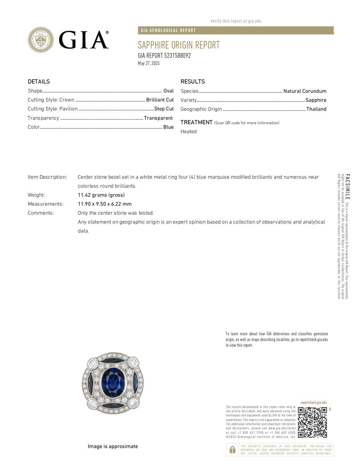 Women's GIA 5.70 carat sapphire diamond platinum cocktail ring For Sale