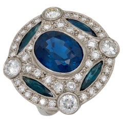 GIA 5.70 carat sapphire diamond platinum cocktail ring