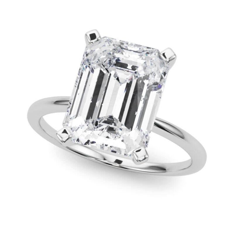 GIA 5,71ct Smaragd Slim Band Prong Set Solitär 18K Weißgold Diamantring (Smaragdschliff) im Angebot