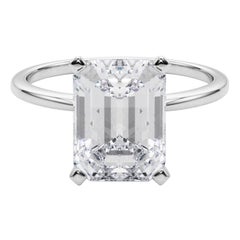 GIA 5,71ct Smaragd Slim Band Prong Set Solitär 18K Weißgold Diamantring