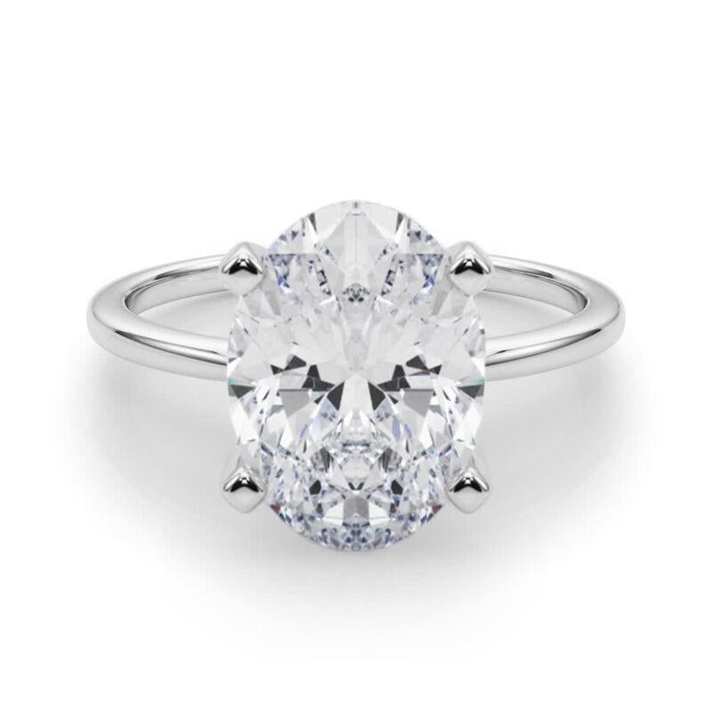 GIA 5,71ct Oval Slim Band Prong Set Solitär 18K Weißgold Diamantring