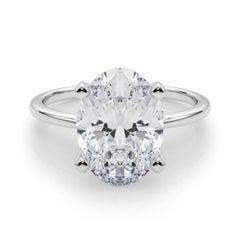 GIA 5,71ct Oval Slim Band Prong Set Solitär 18K Weißgold Diamantring