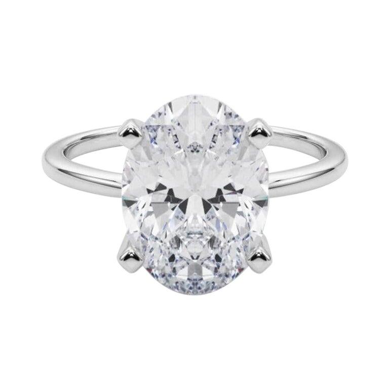 GIA 5,71ct Oval Slim Band Prong Set Solitär 18K Weißgold Diamantring