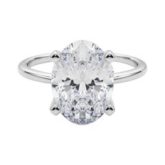 GIA 5,71ct Oval Slim Band Prong Set Solitär 18K Weißgold Diamantring