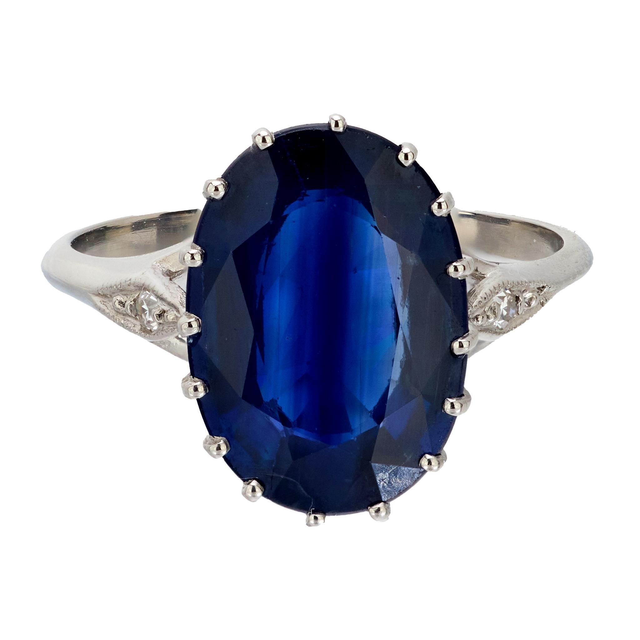 Moderne Bague en platine GIA 5,75 carats saphir taille ovale diamant en vente