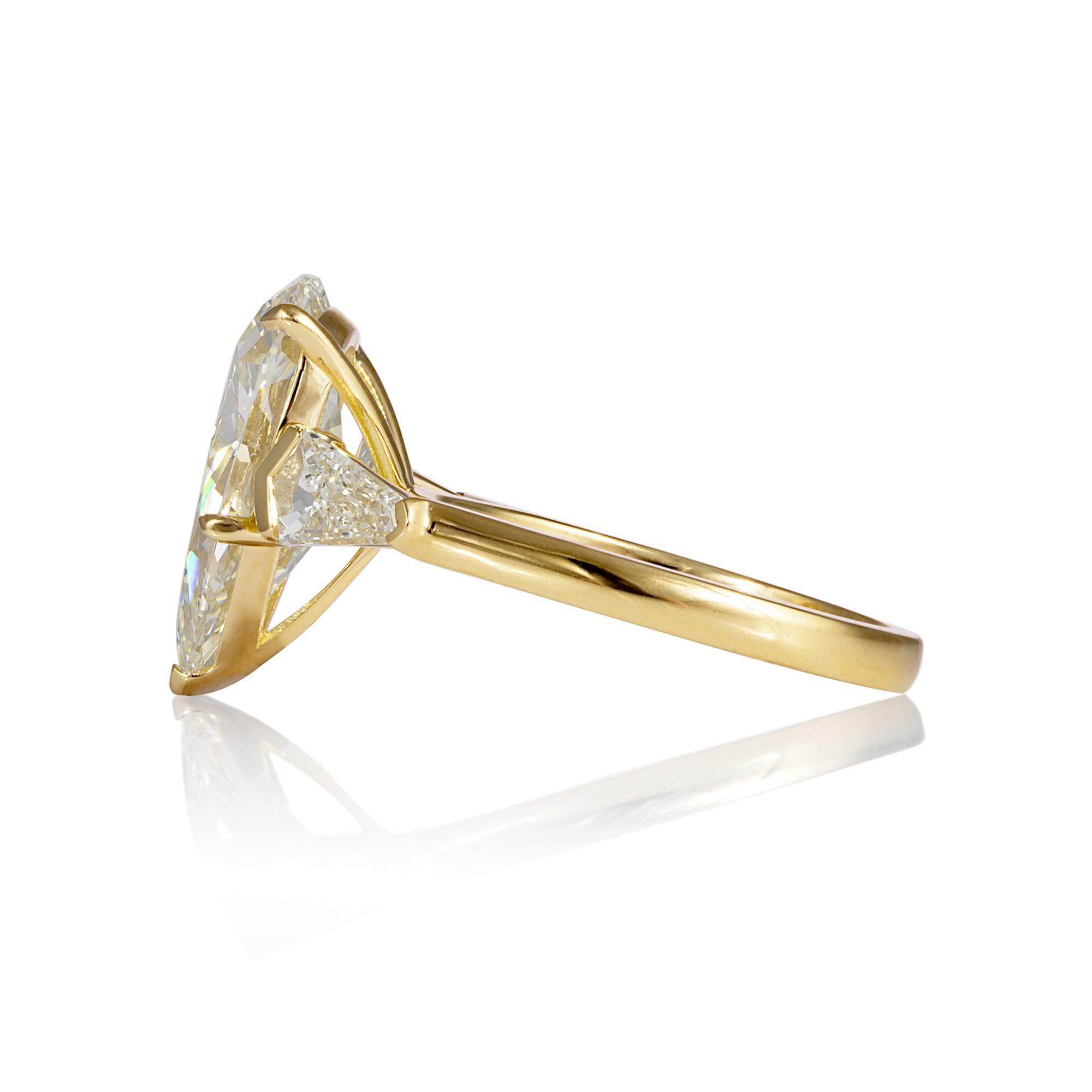 Women's GIA 5.76ct Estate Vintage Pear Diamond 3 Stone Engagement Wedding Ring 18k YG