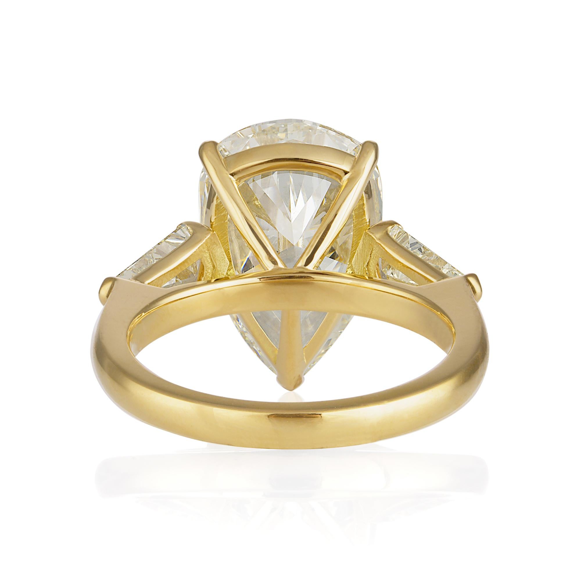GIA 5.76ct Estate Vintage Pear Diamond 3 Stone Engagement Wedding Ring 18k YG 1