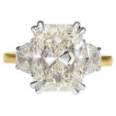 GIA 5.79ct Estate Vintage Radiant Diamond Engagement Wedding Ring Plat/18k YG