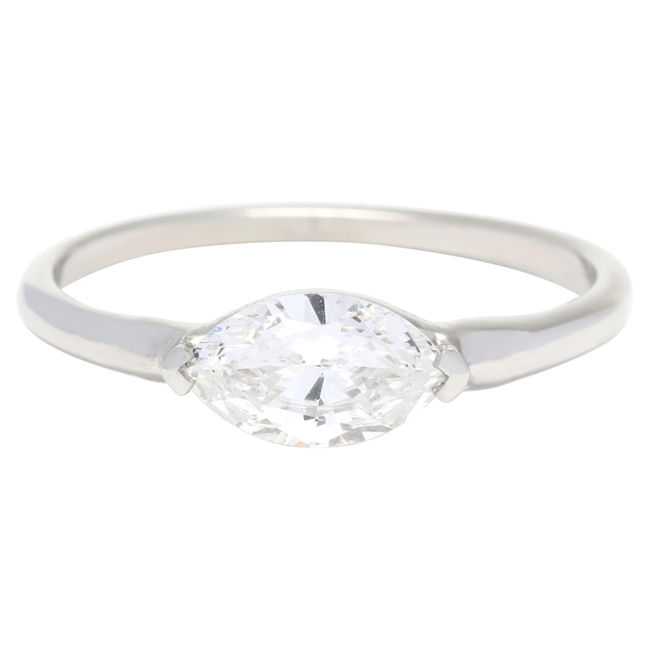 GIA .57ct Horizontal Marquise Diamant Verlobungsring, Platin, Ringgröße 6.25