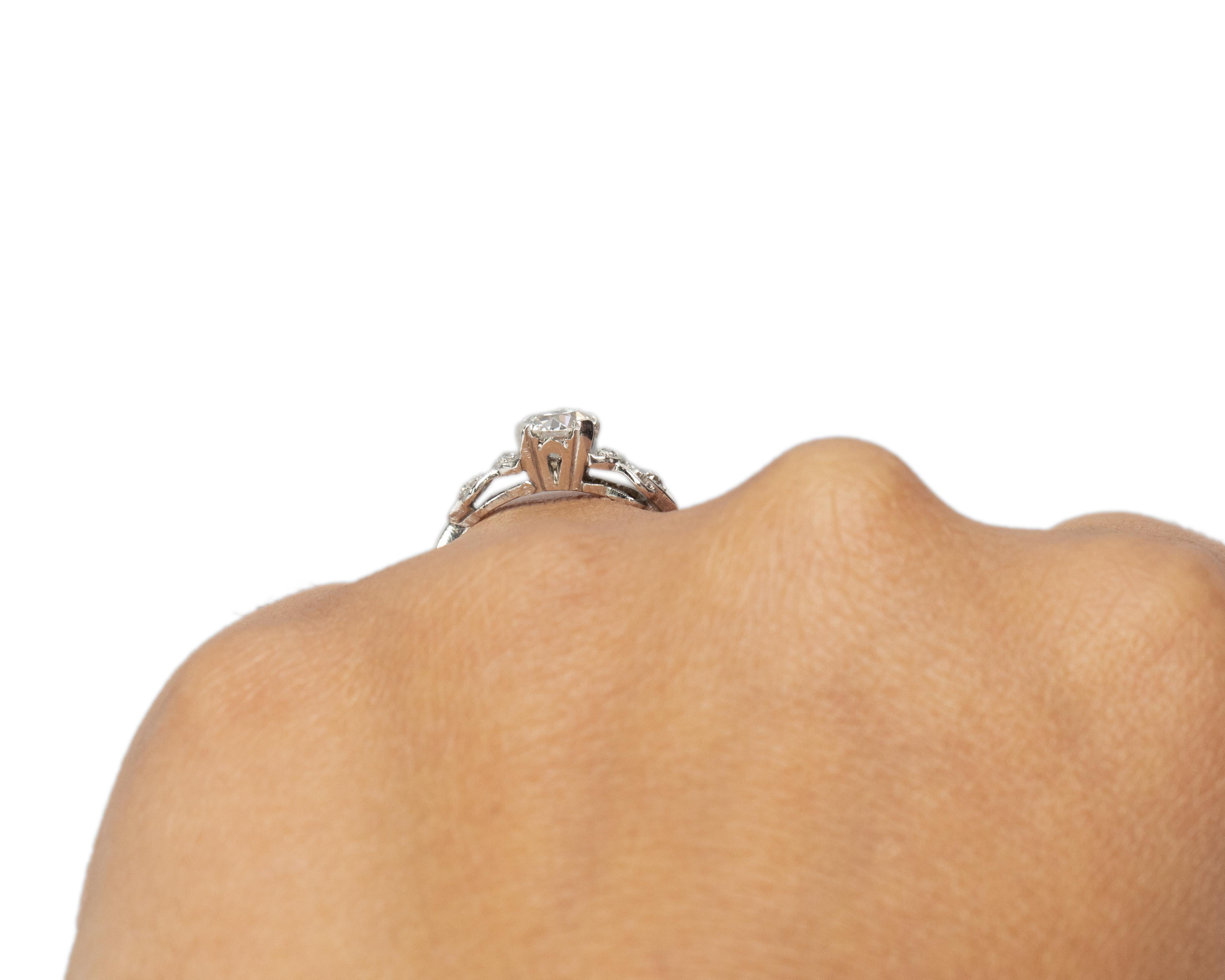 GIA .58 Carat Art Deco Diamond Platinum Engagement Ring In Good Condition For Sale In Atlanta, GA
