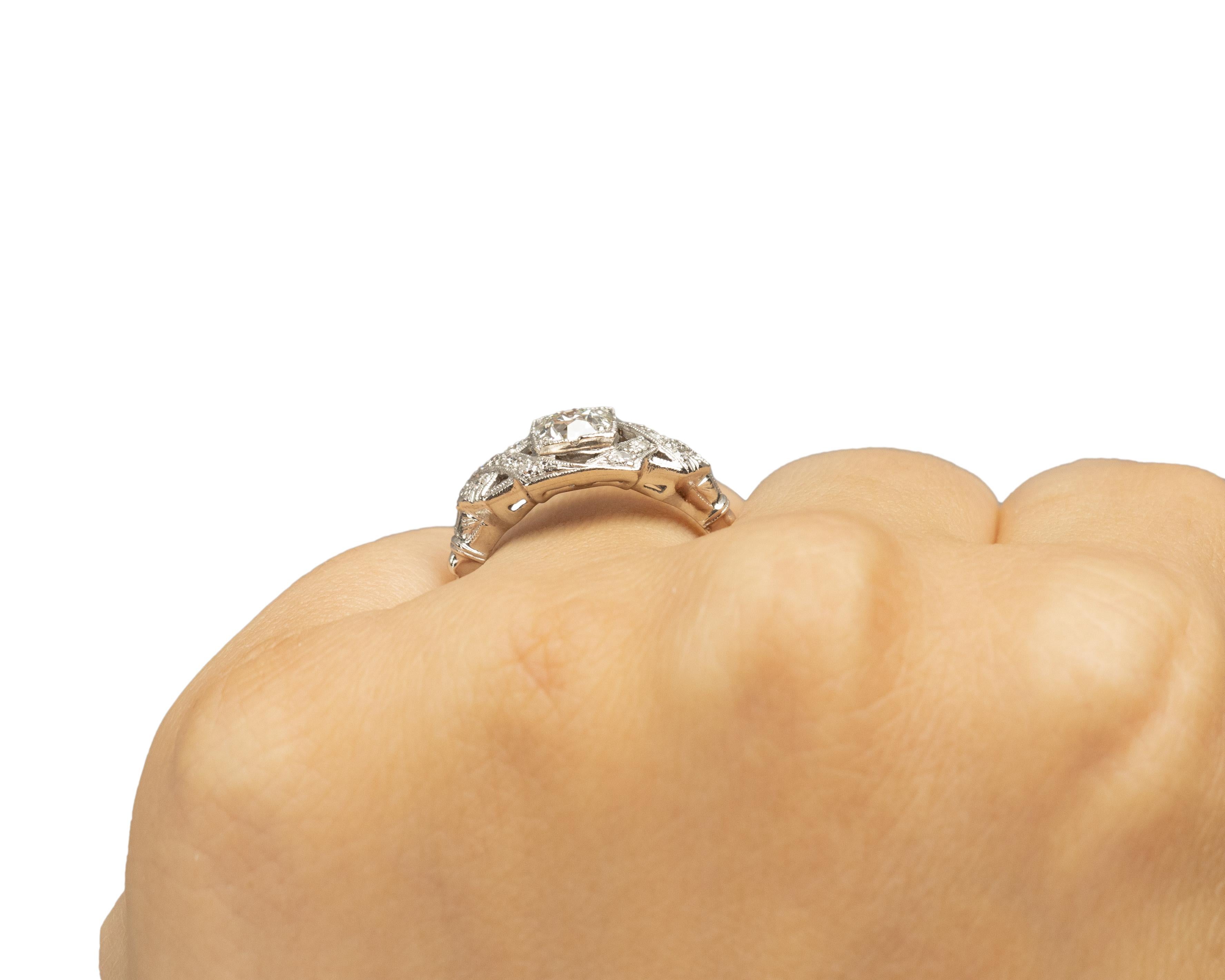 GIA Anillo de compromiso de platino con diamantes Art Decó de 0,52 quilates en venta 1
