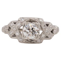 GIA .52 Carat Art Deco Diamond Platinum Engagement Ring