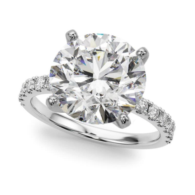 GIA 5.81ct Round Solitaire with Half Eternity 18K White Gold Diamond Ring (bague à diamant en or blanc 18K) en vente