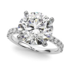 GIA 5,81ct Solitario rotondo con mezza eternità Anello con diamanti in oro bianco 18 carati