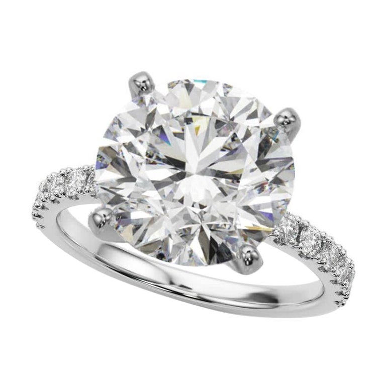 GIA 5,81ct Runder Solitär mit halber Ewigkeit 18K Weißgold Diamantring