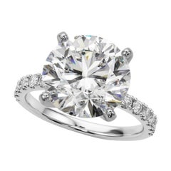 GIA 5,81ct Solitario rotondo con mezza eternità Anello con diamanti in oro bianco 18 carati