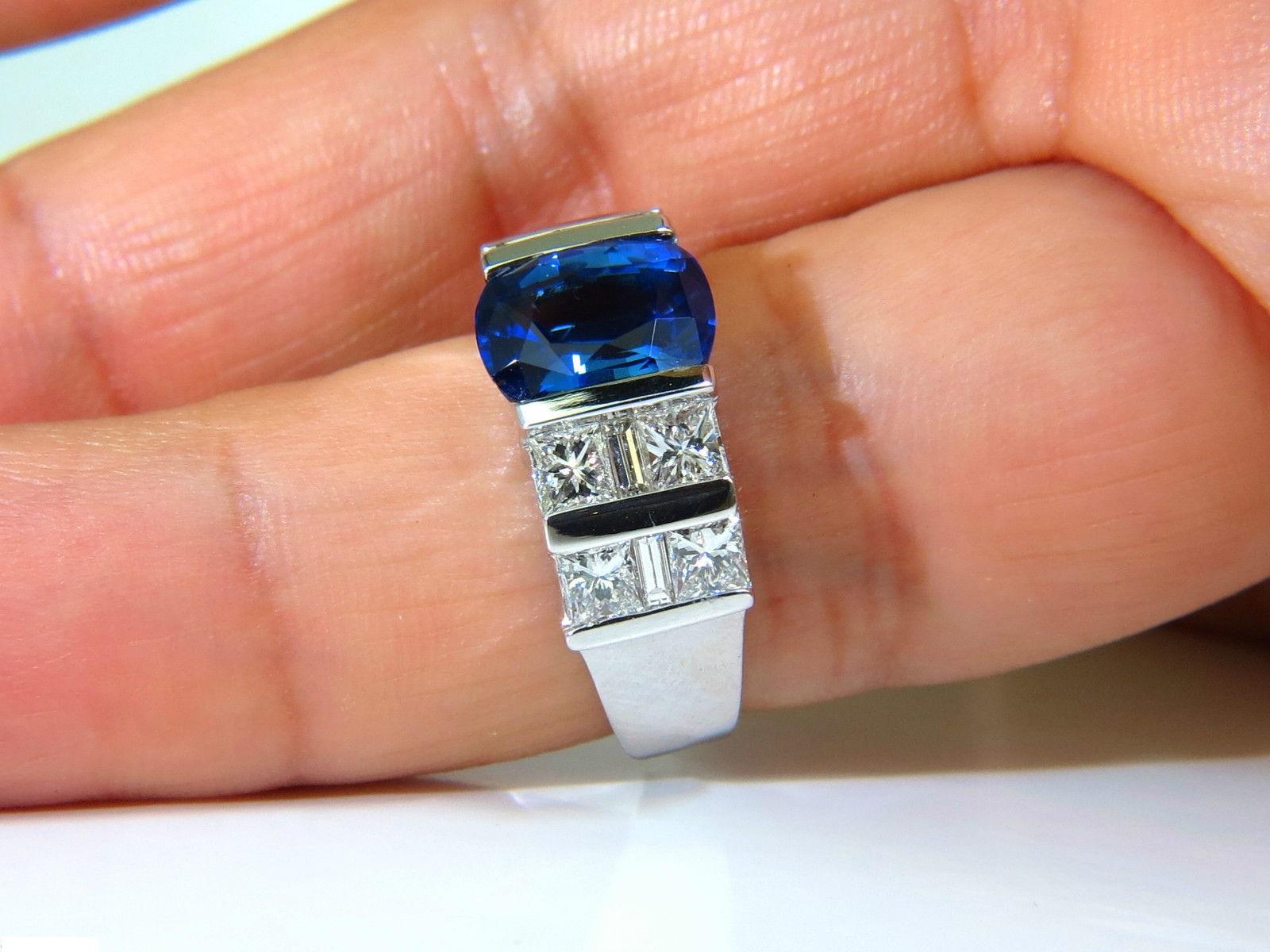 Oval Cut GIA 5.87 Carat Natural Bright Fine Gem Sapphire Diamond Ring For Sale