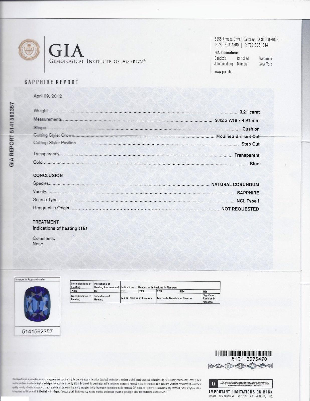 GIA 5.87 Carat Natural Bright Fine Gem Sapphire Diamond Ring In New Condition For Sale In New York, NY