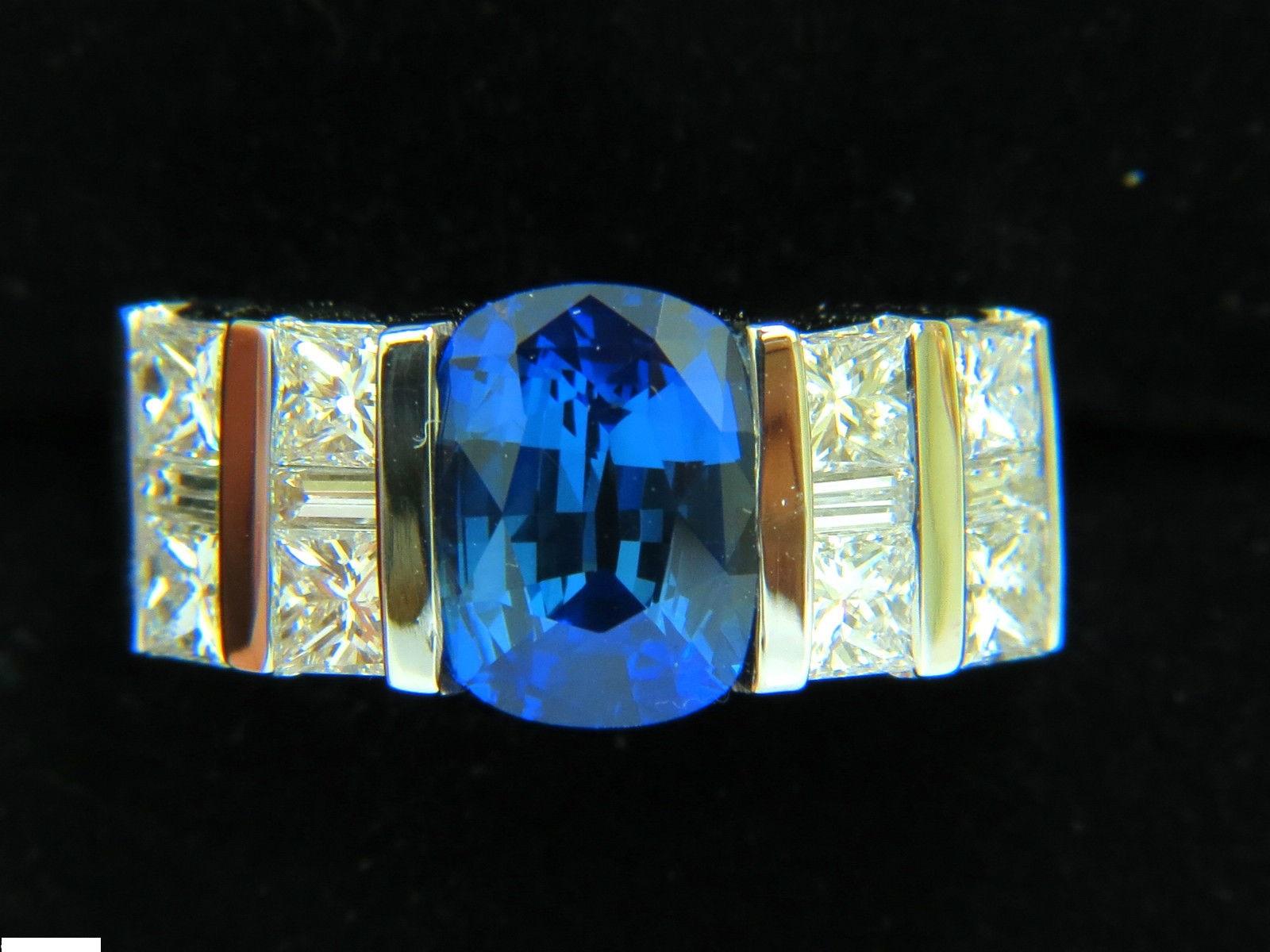 Women's or Men's GIA 5.87 Carat Natural Bright Fine Gem Sapphire Diamond Ring For Sale