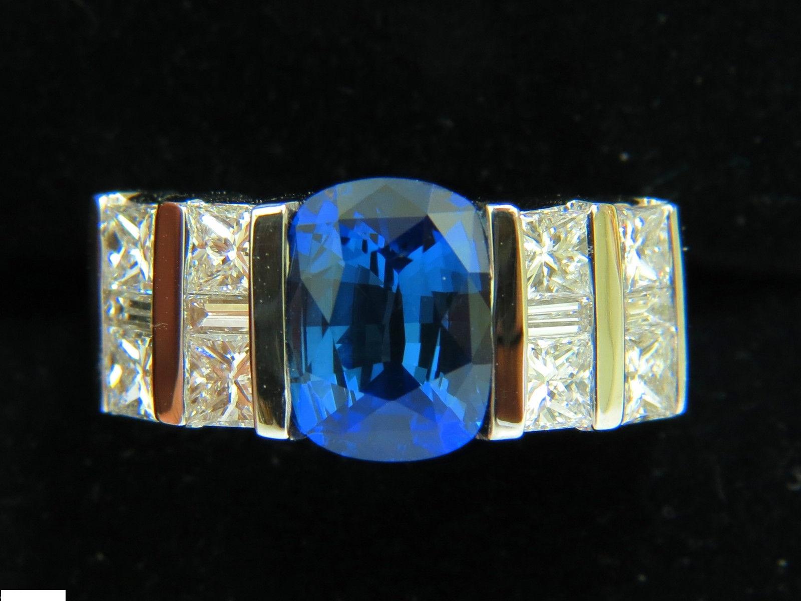 GIA 5.87 Carat Natural Bright Fine Gem Sapphire Diamond Ring For Sale 1